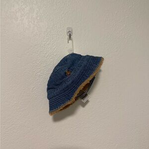 GAP Blue Denim Bucket Hat with Brown Trim